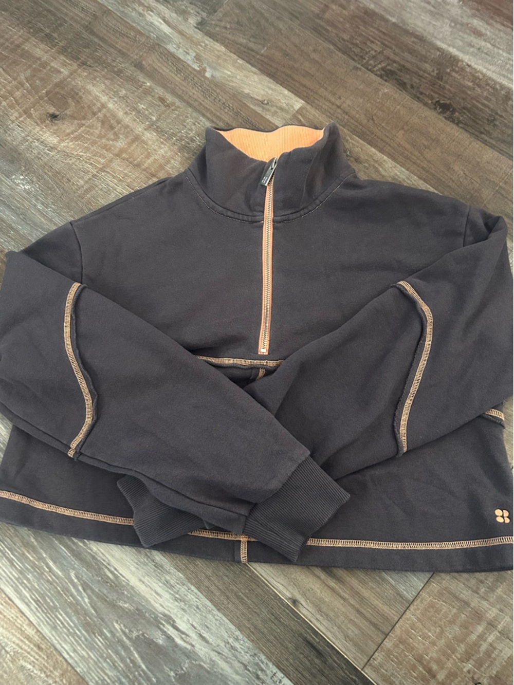 50%offw❤️ Sweaty Betty Sweatshirt Womens Grey Peach Cropped Jacket  6 sz0105986